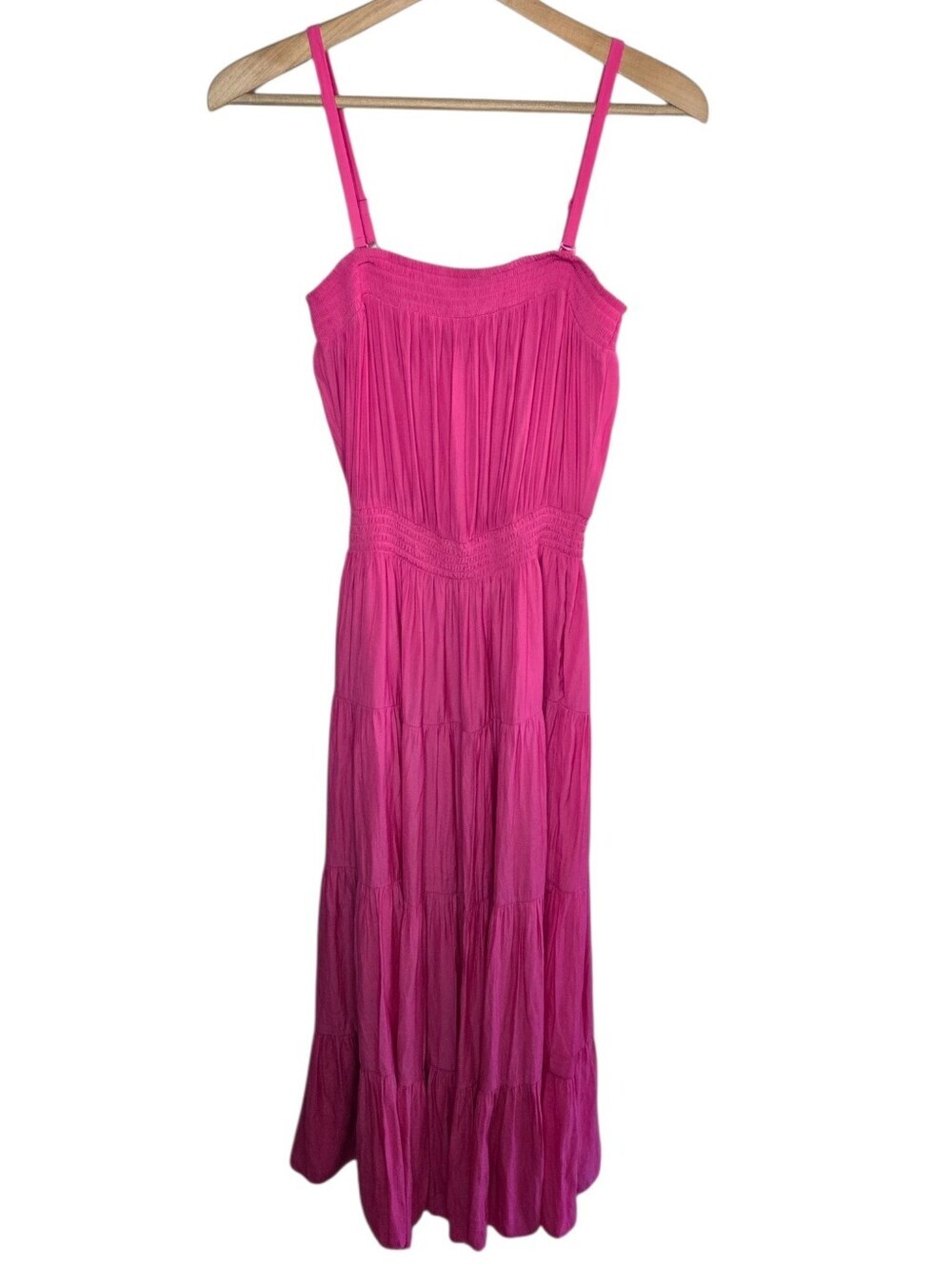Evereve Pink Tiered Maxi Dress with Convertible Straps Size Small
